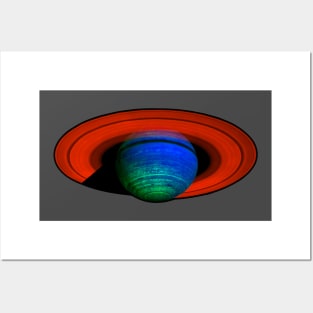 Saturn in Red and Blue Posters and Art